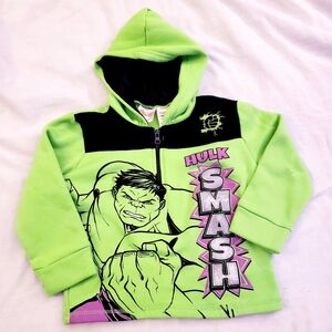 Boys Size 5 Marvel Avengers Hulk Fleece Half Zip Hoodie